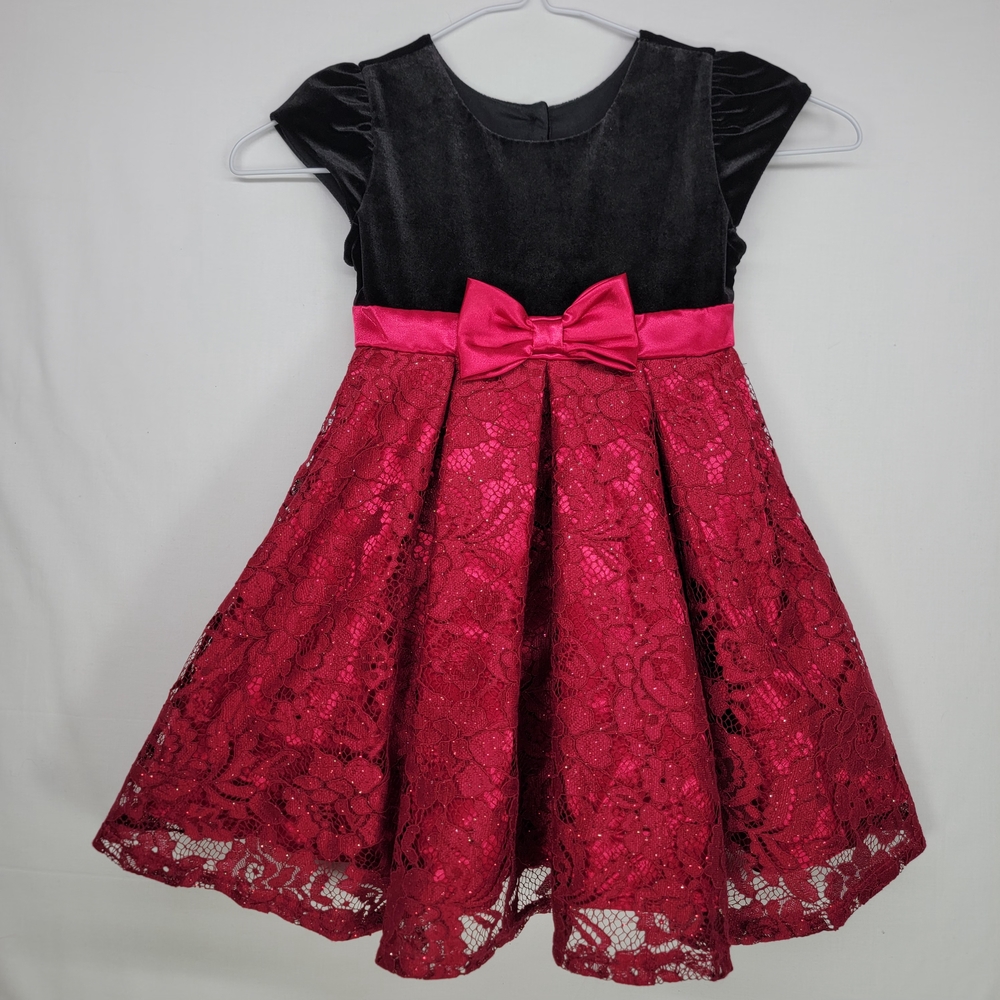 Jona Michelle Velvet and Lace Dress with Bow